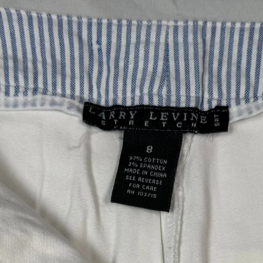 (8) LARRY LEVINE STRETCH White Skort 4 Pockets